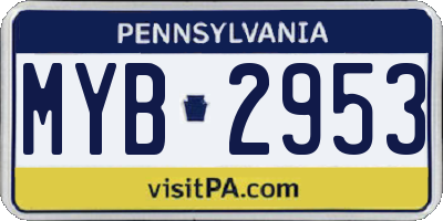 PA license plate MYB2953