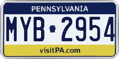 PA license plate MYB2954