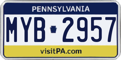 PA license plate MYB2957