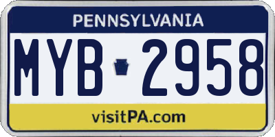 PA license plate MYB2958