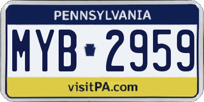PA license plate MYB2959