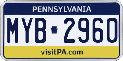 PA license plate MYB2960