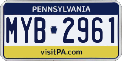 PA license plate MYB2961