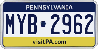 PA license plate MYB2962