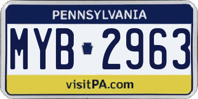 PA license plate MYB2963