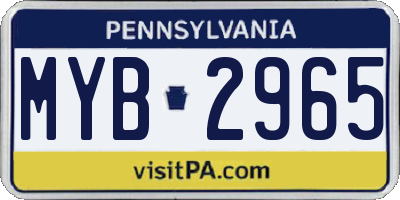 PA license plate MYB2965