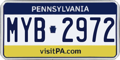 PA license plate MYB2972