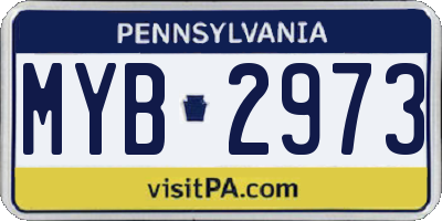 PA license plate MYB2973