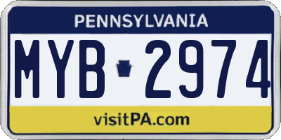 PA license plate MYB2974