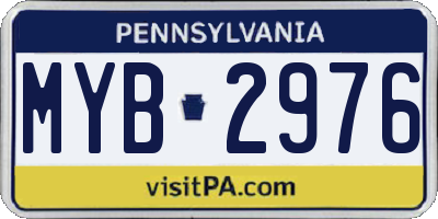 PA license plate MYB2976