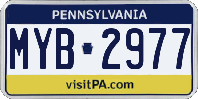 PA license plate MYB2977