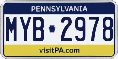 PA license plate MYB2978