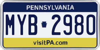 PA license plate MYB2980