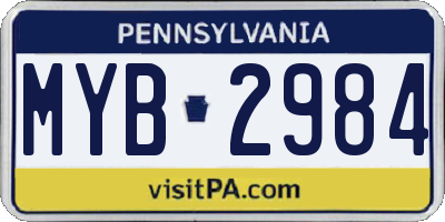 PA license plate MYB2984