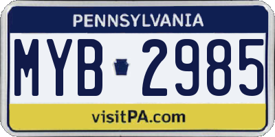PA license plate MYB2985