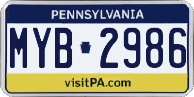 PA license plate MYB2986