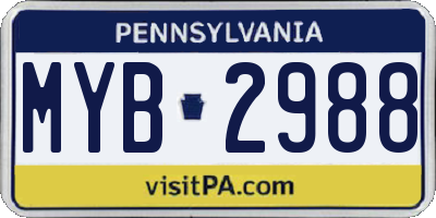 PA license plate MYB2988