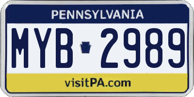 PA license plate MYB2989