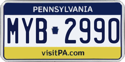 PA license plate MYB2990