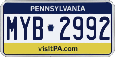PA license plate MYB2992