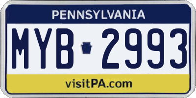PA license plate MYB2993
