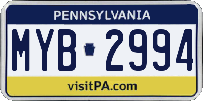PA license plate MYB2994