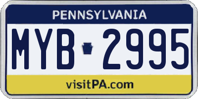 PA license plate MYB2995