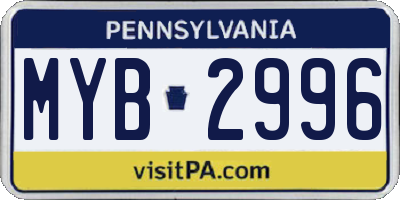 PA license plate MYB2996