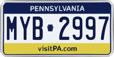 PA license plate MYB2997