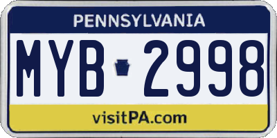 PA license plate MYB2998
