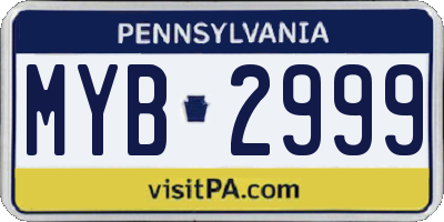 PA license plate MYB2999