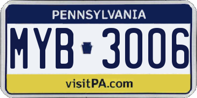 PA license plate MYB3006