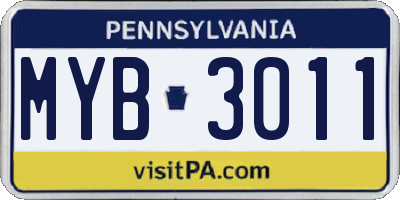 PA license plate MYB3011