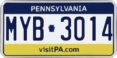 PA license plate MYB3014