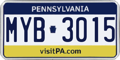 PA license plate MYB3015