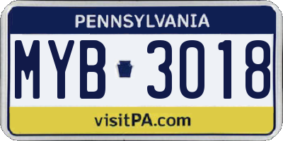PA license plate MYB3018