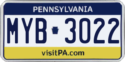 PA license plate MYB3022
