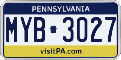 PA license plate MYB3027