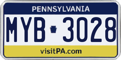 PA license plate MYB3028
