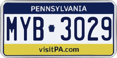 PA license plate MYB3029