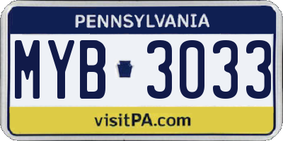 PA license plate MYB3033