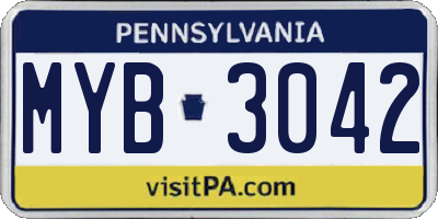 PA license plate MYB3042