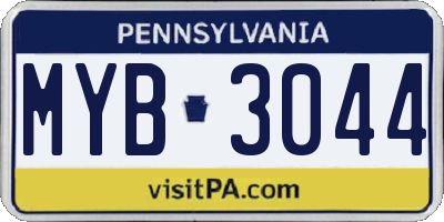 PA license plate MYB3044