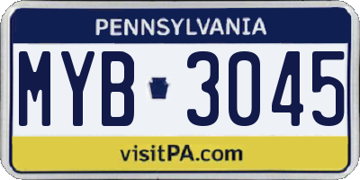 PA license plate MYB3045