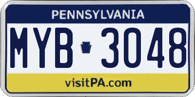 PA license plate MYB3048