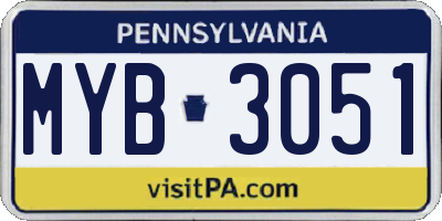 PA license plate MYB3051