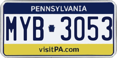 PA license plate MYB3053