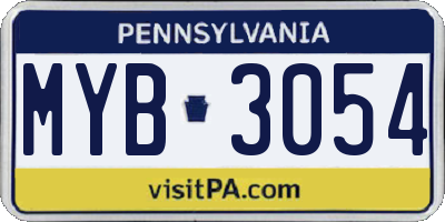 PA license plate MYB3054
