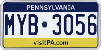 PA license plate MYB3056