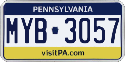 PA license plate MYB3057